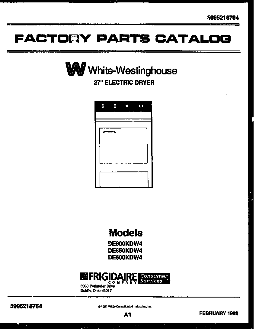 White-Westinghouse DE600KDH4 null diagram