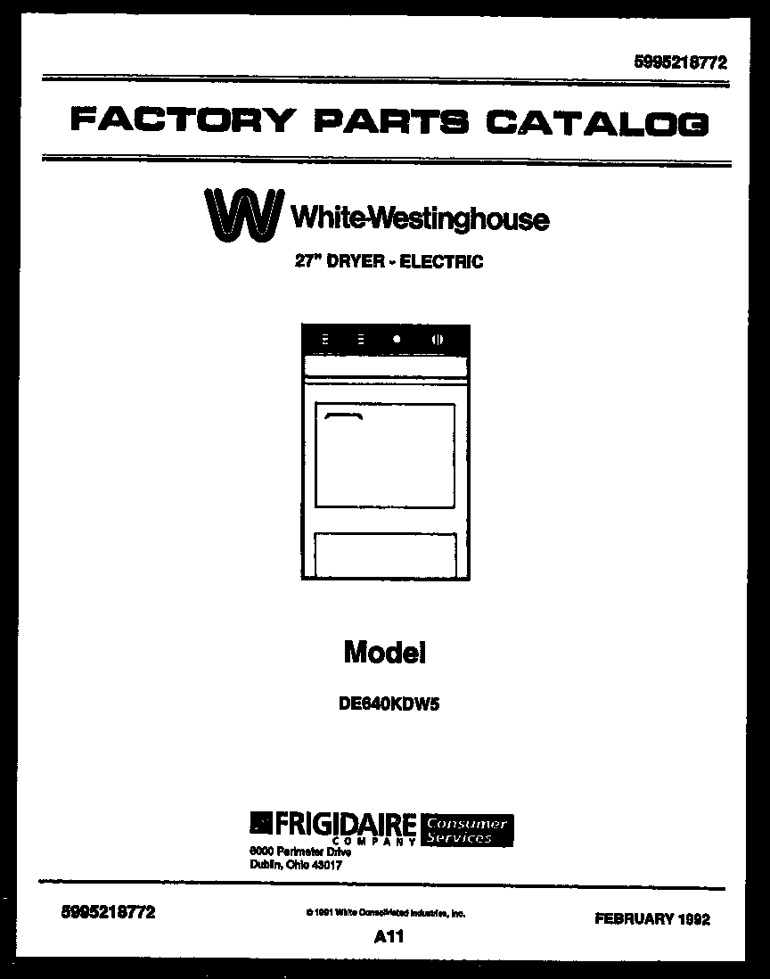 White-Westinghouse DE640KDW5 null diagram