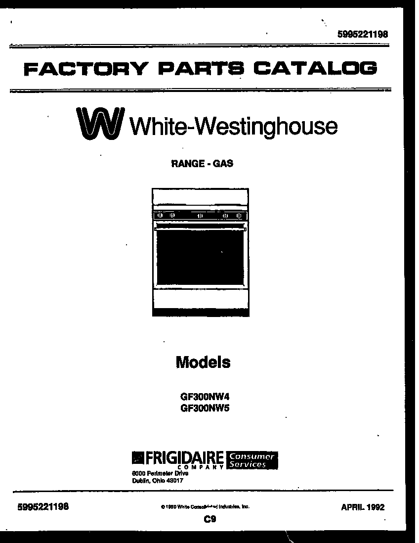 White-Westinghouse GF300NW5 cover page diagram