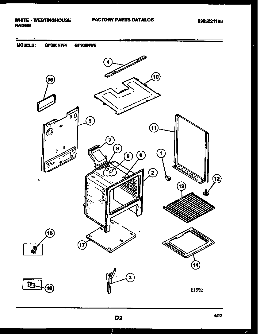 White-Westinghouse GF300NW5 body parts diagram