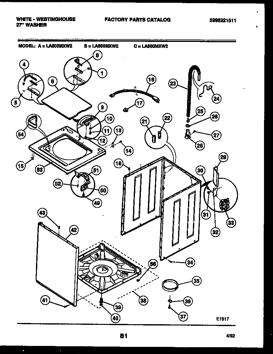 White-Westinghouse LA800MXW2 cabinet parts diagram