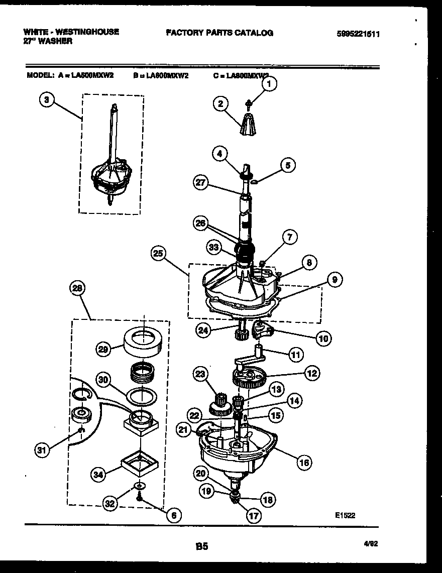 White-Westinghouse LA800MXW2 transmission parts diagram