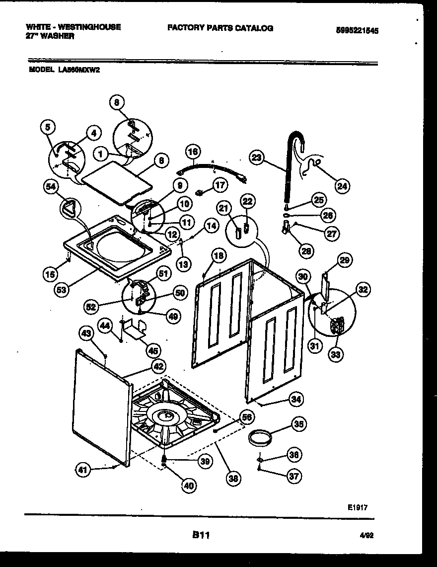 White-Westinghouse LA560MXD2 cabinet parts diagram