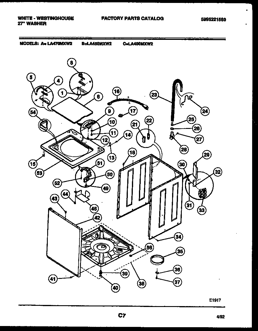 White-Westinghouse LA450MXW2 cabinet parts diagram