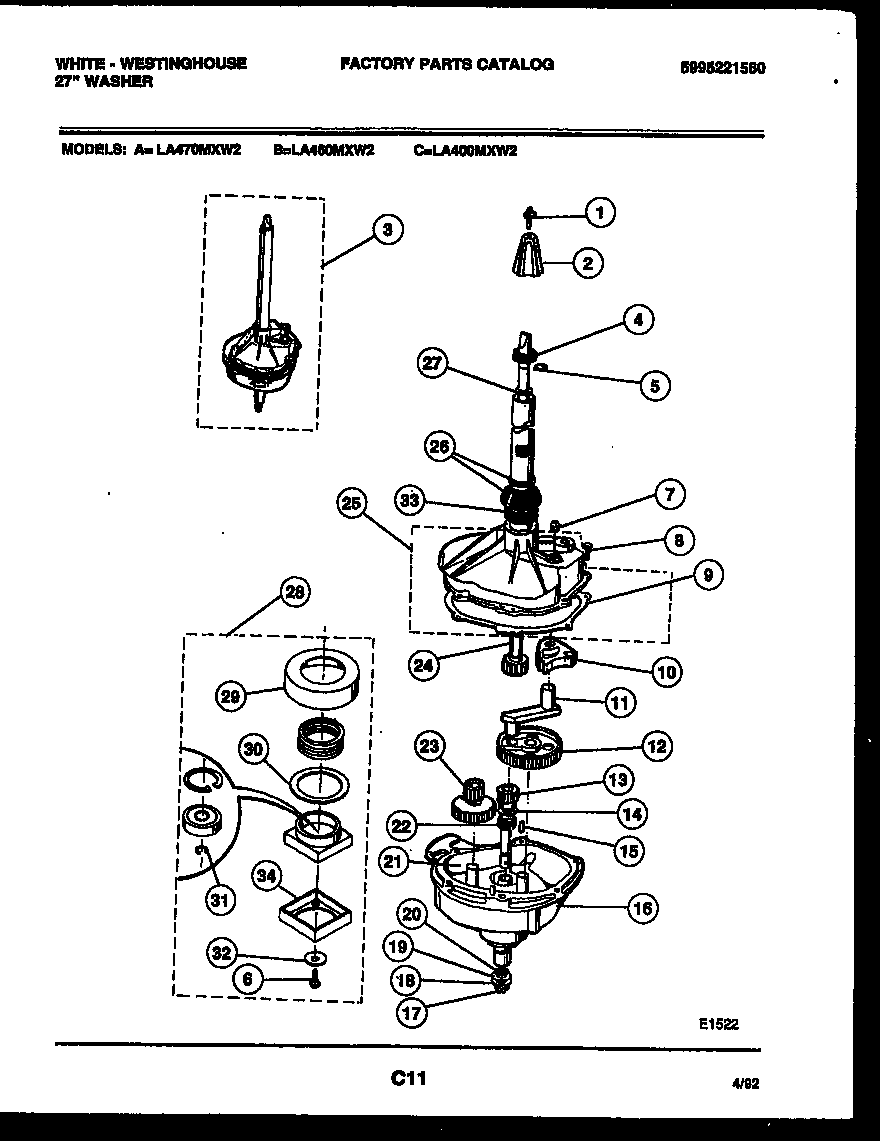 White-Westinghouse LA450MXW2 transmission parts diagram