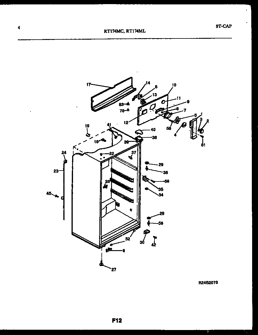 White-Westinghouse RT174MLD1 cabinet parts diagram