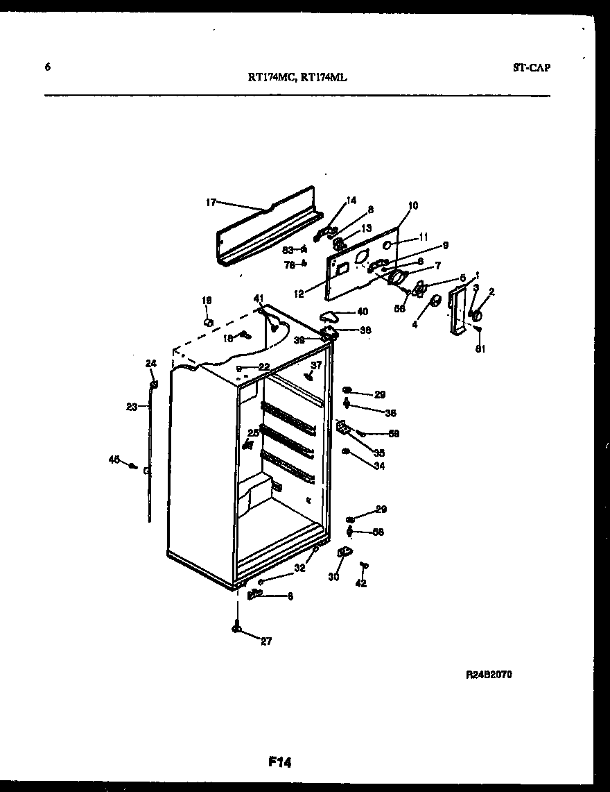 White-Westinghouse RT174MLD1 cabinet parts diagram