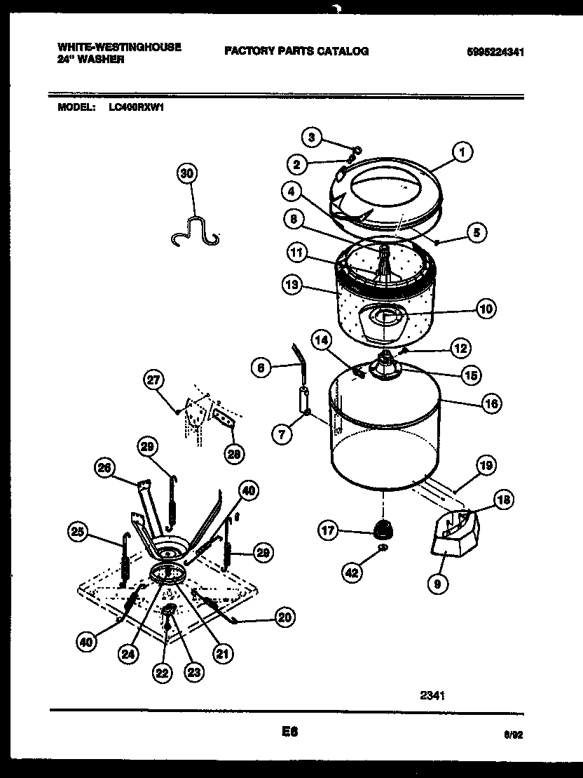 White-Westinghouse LC400RXW1 tub detail diagram
