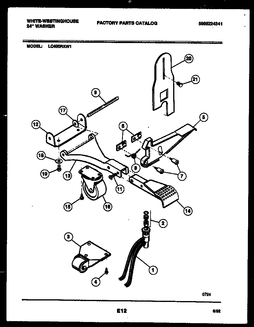 White-Westinghouse LC400RXW1 portable washer components diagram