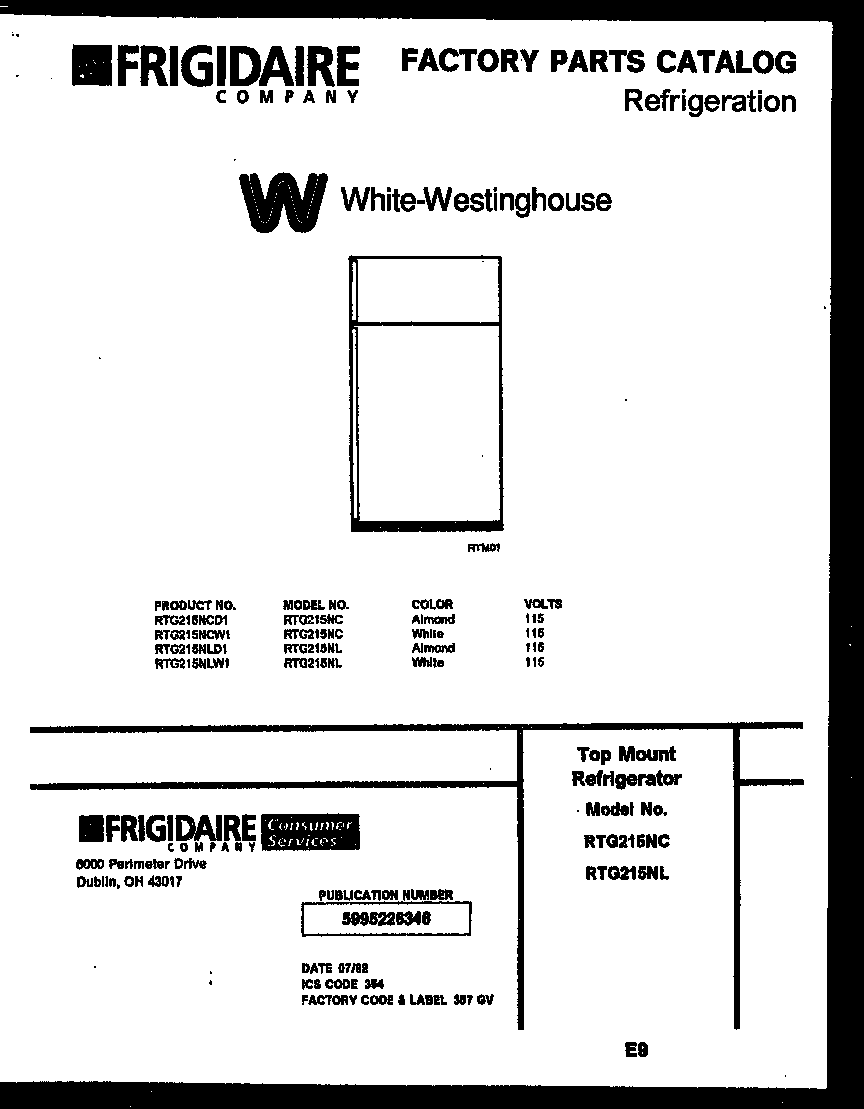 White-Westinghouse RTG215NCD1 null diagram