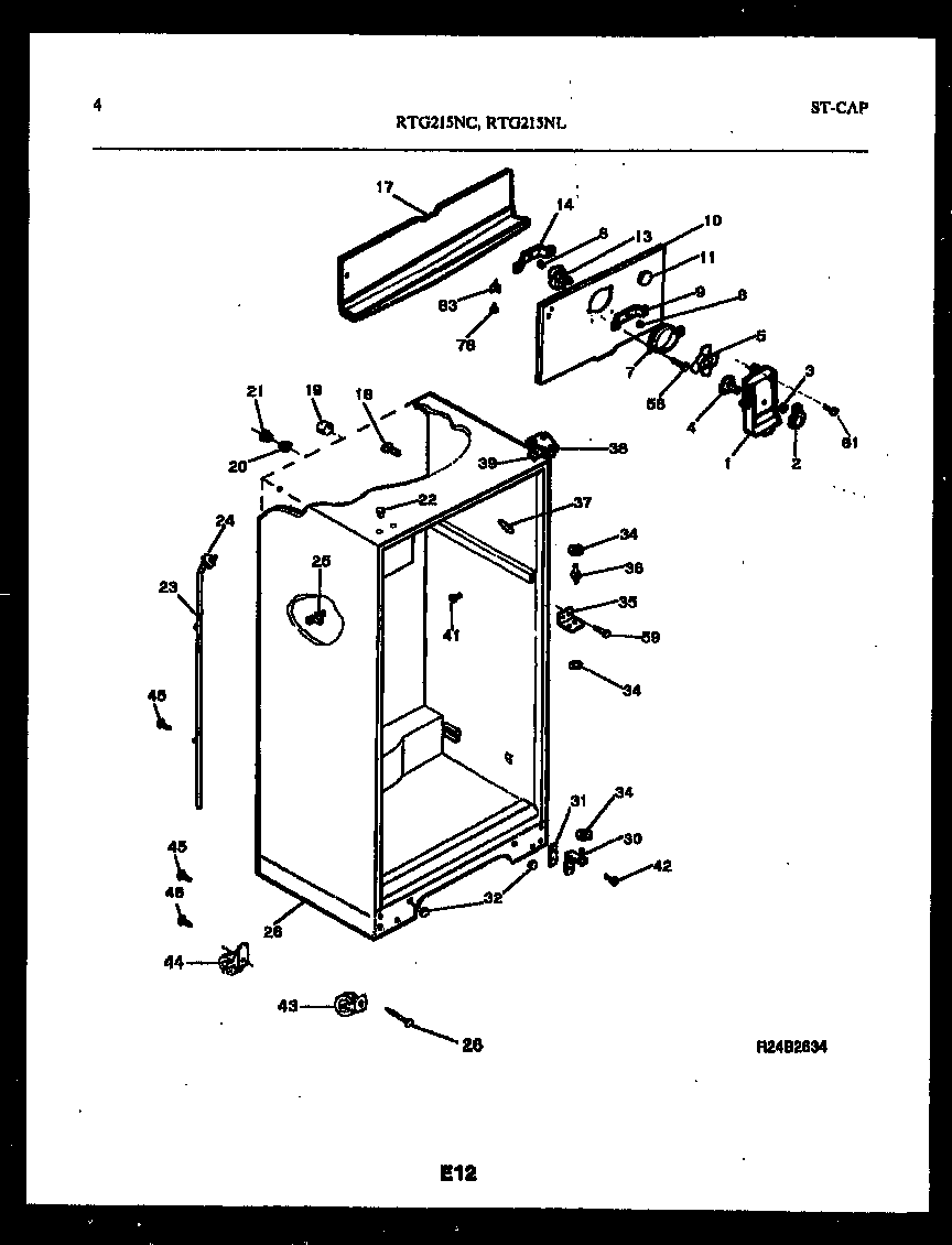 White-Westinghouse RTG215NCD1 cabinet parts diagram