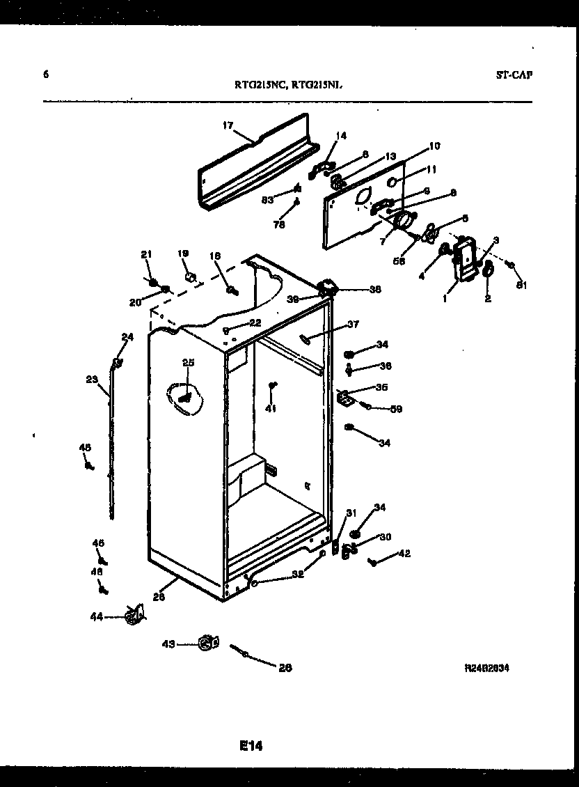 White-Westinghouse RTG215NCD1 cabinet parts diagram