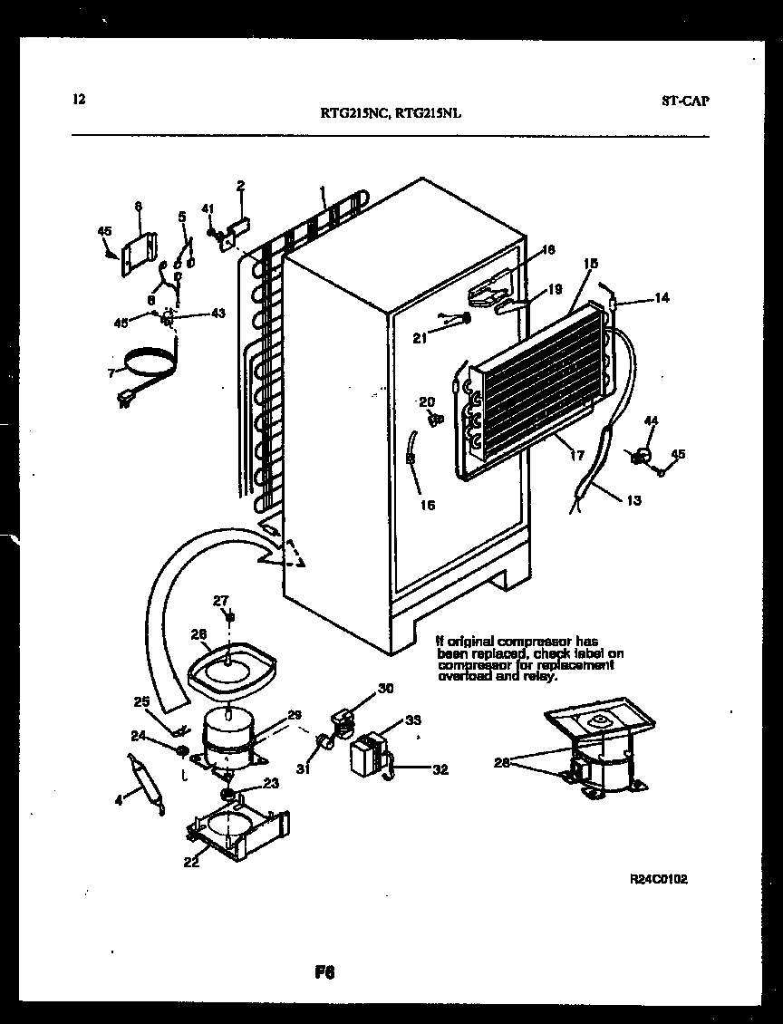 White-Westinghouse RTG215NCD1 system and automatic defrost parts diagram