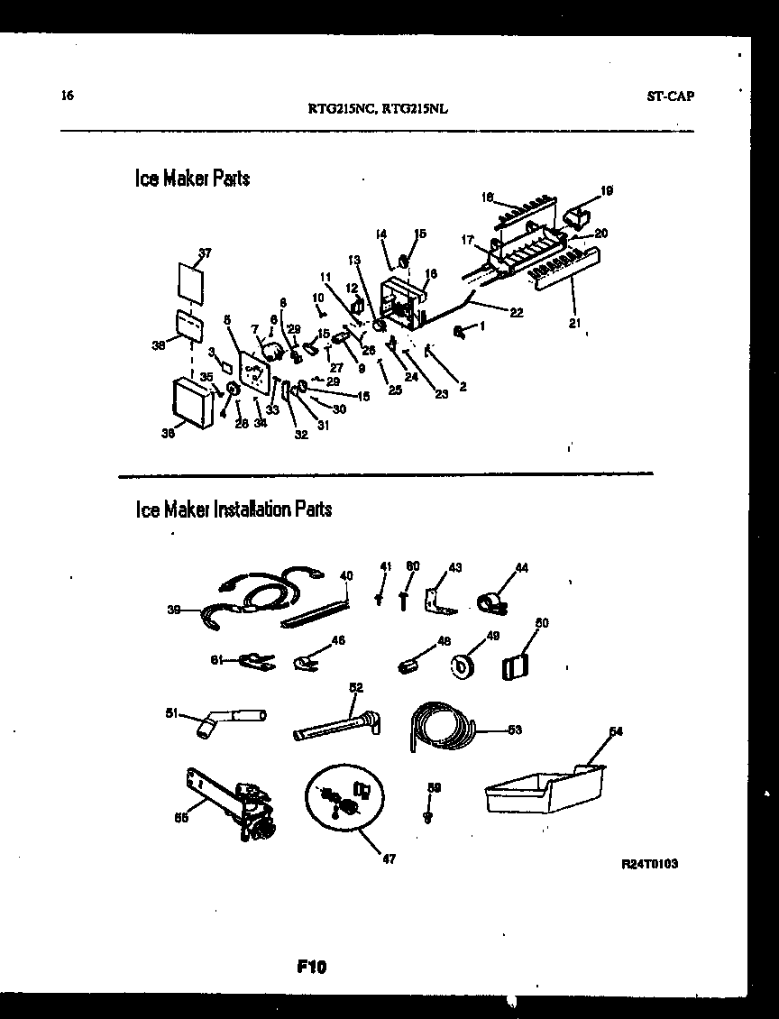 White-Westinghouse RTG215NCD1 ice maker and installation parts diagram