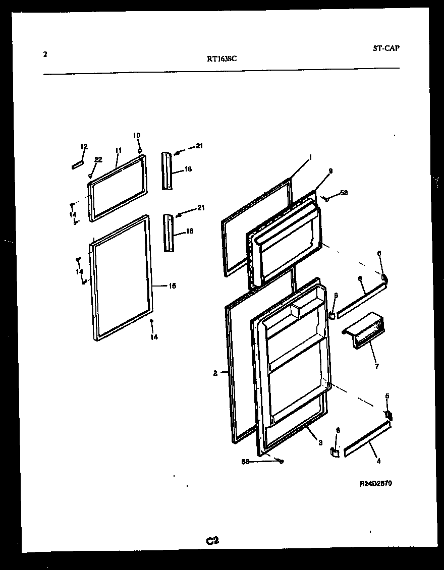 White-Westinghouse RT163SLW0 door parts diagram