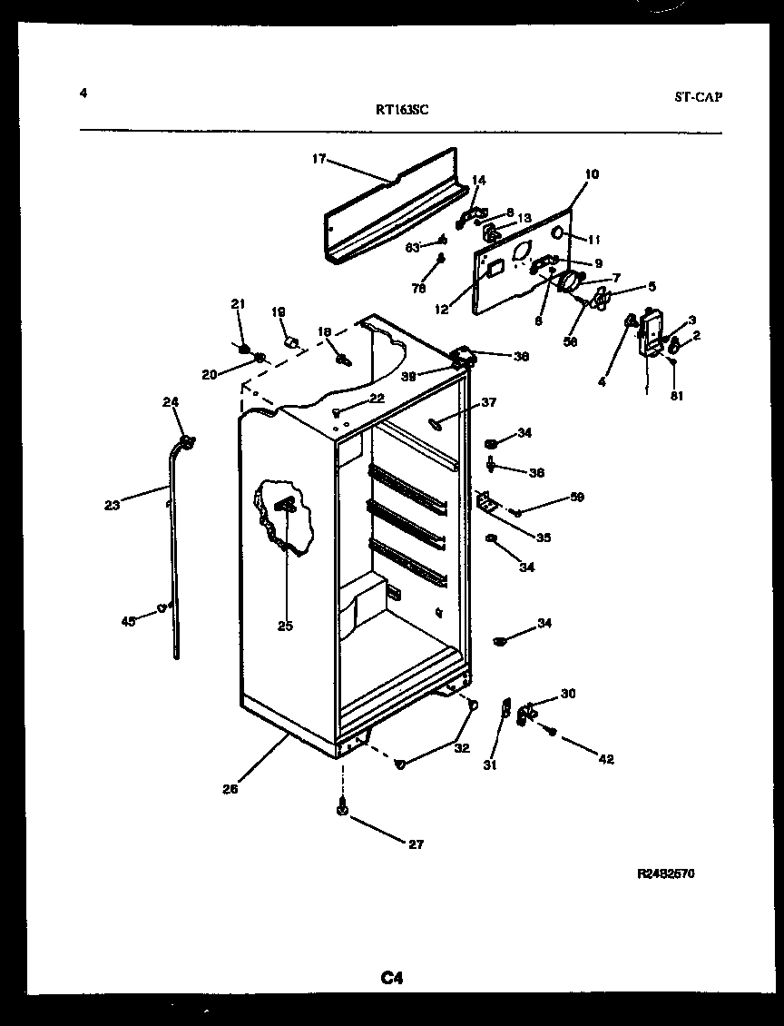 White-Westinghouse RT163SLW0 cabinet parts diagram