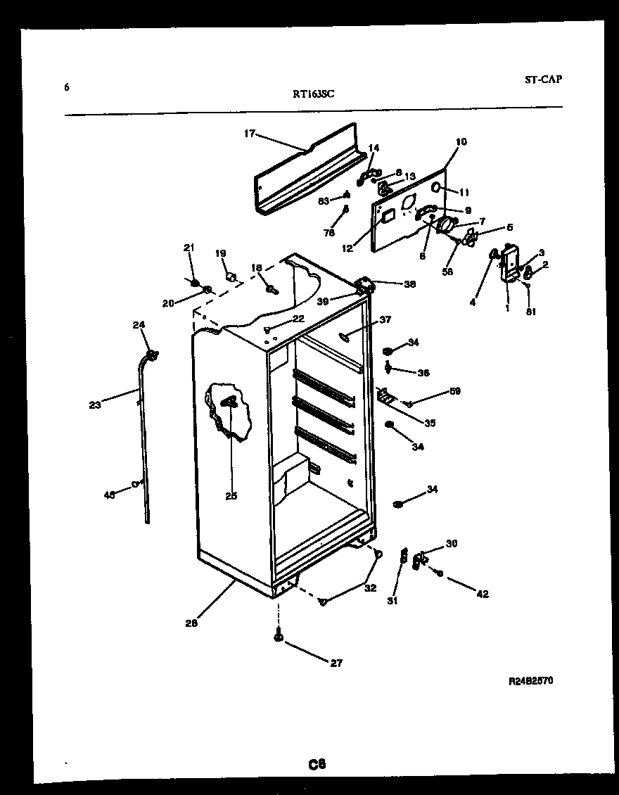 White-Westinghouse RT163SLW0 cabinet parts diagram
