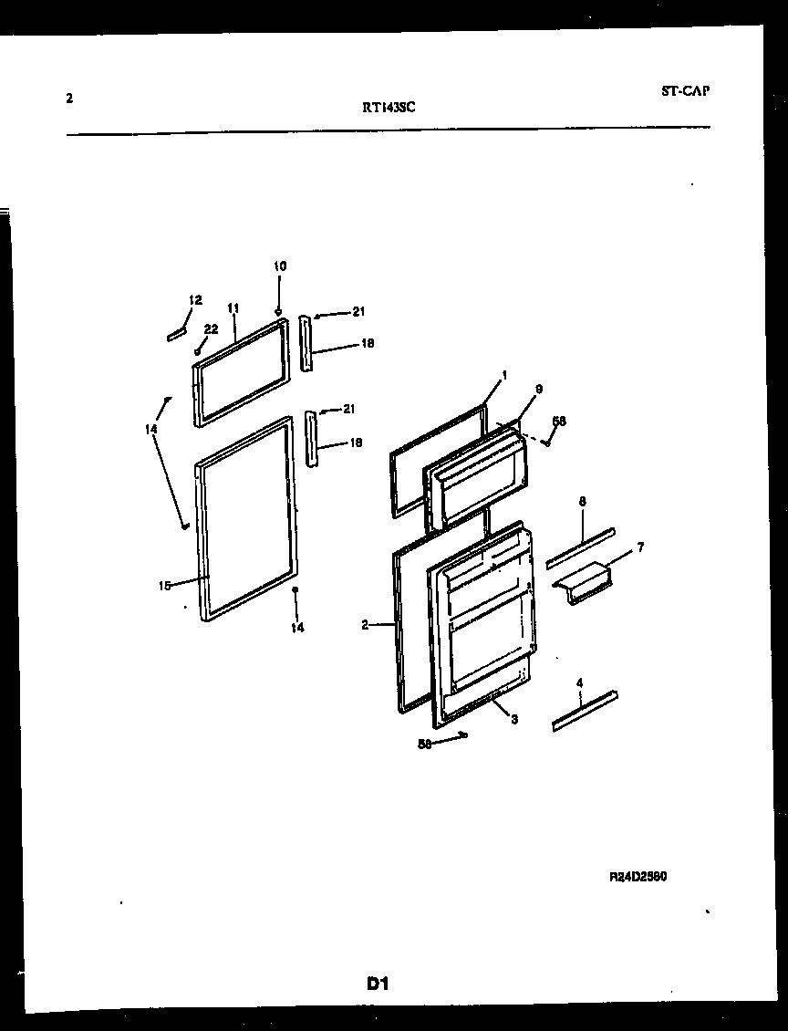 White-Westinghouse RT143SLD0 door parts diagram