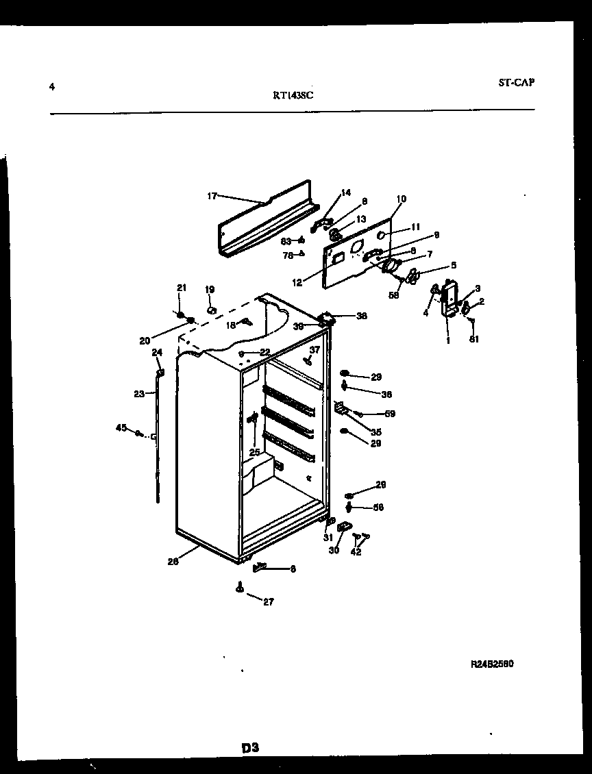 White-Westinghouse RT143SLD0 cabinet parts diagram