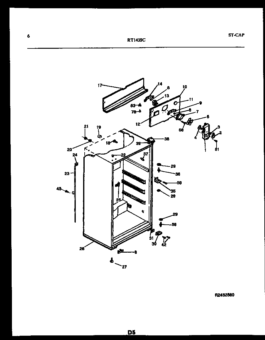 White-Westinghouse RT143SLD0 cabinet parts diagram
