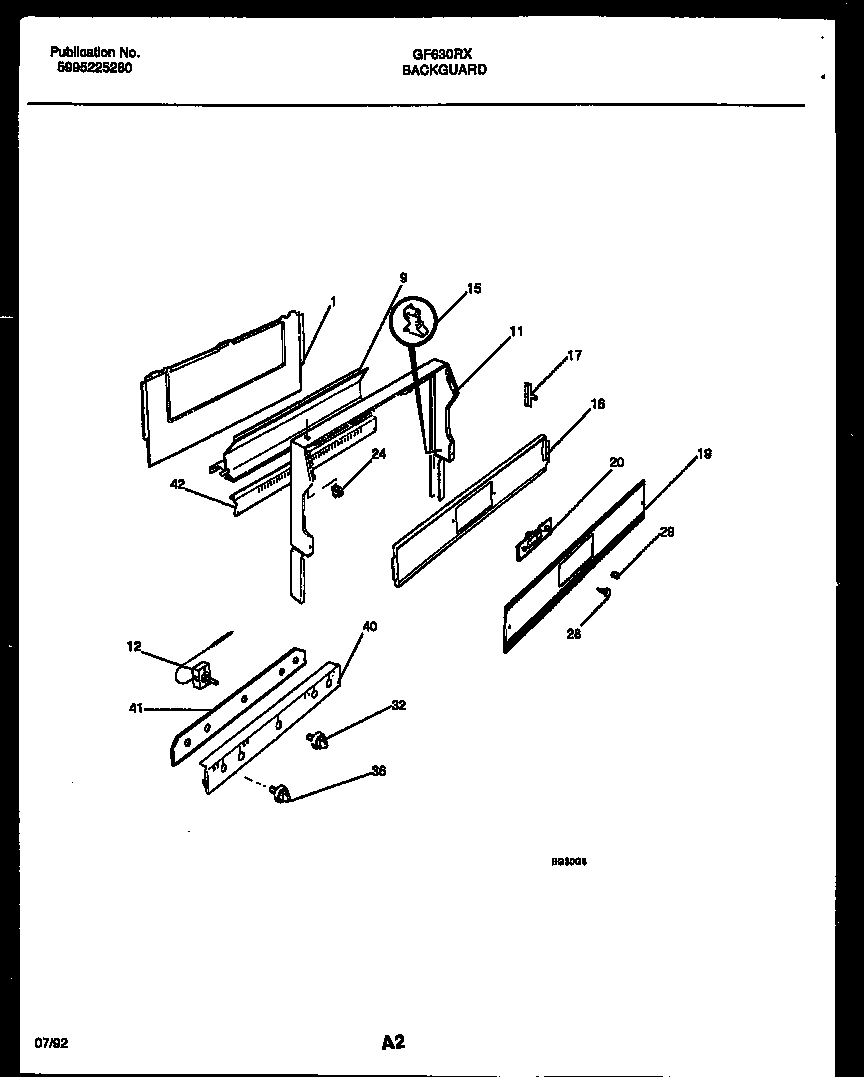 White-Westinghouse GF630RXD1 backguard diagram