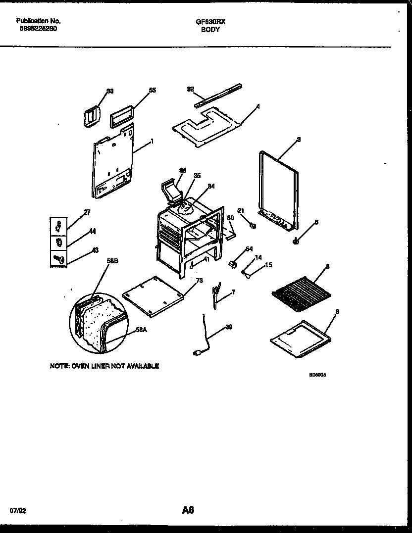 White-Westinghouse GF630RXD1 body parts diagram