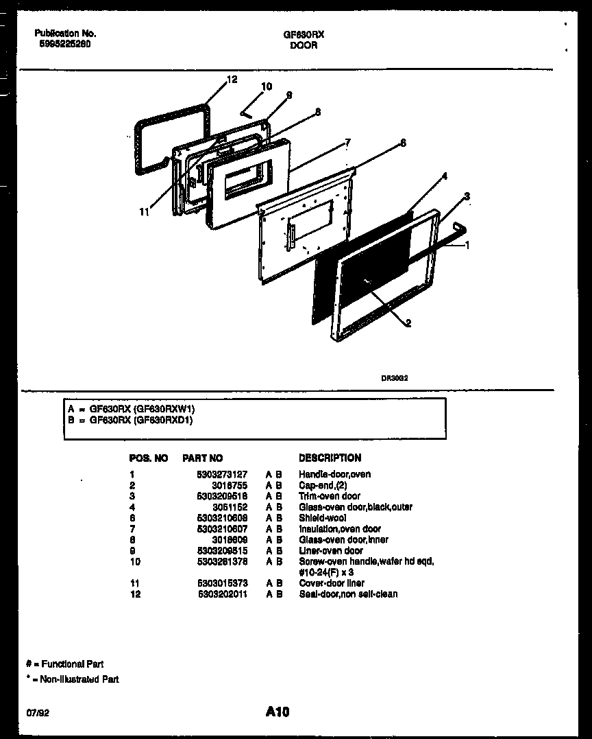 White-Westinghouse GF630RXD1 door parts diagram