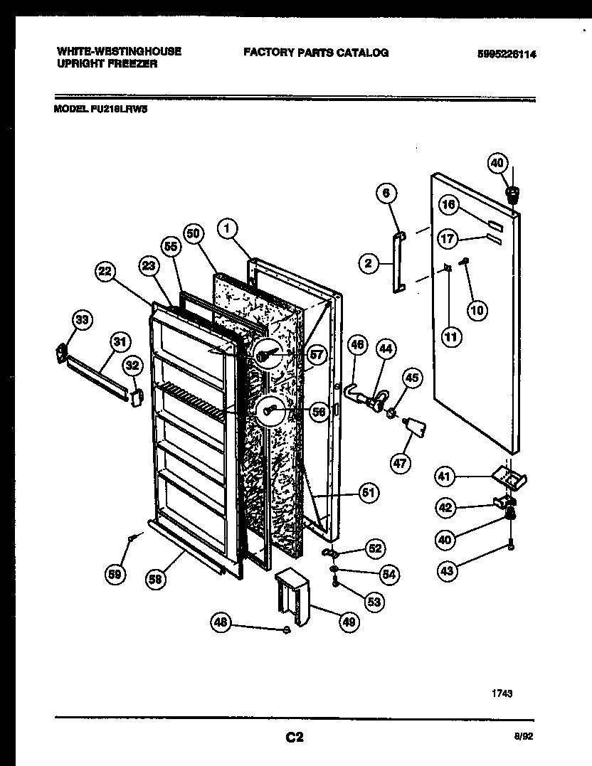White-Westinghouse FU218LRW5 door parts diagram