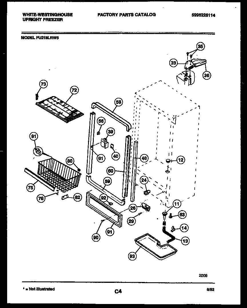 White-Westinghouse FU218LRW5 cabinet parts diagram