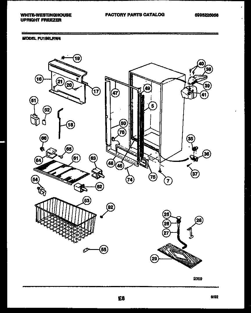White-Westinghouse FU199LRW4 cabinet parts diagram