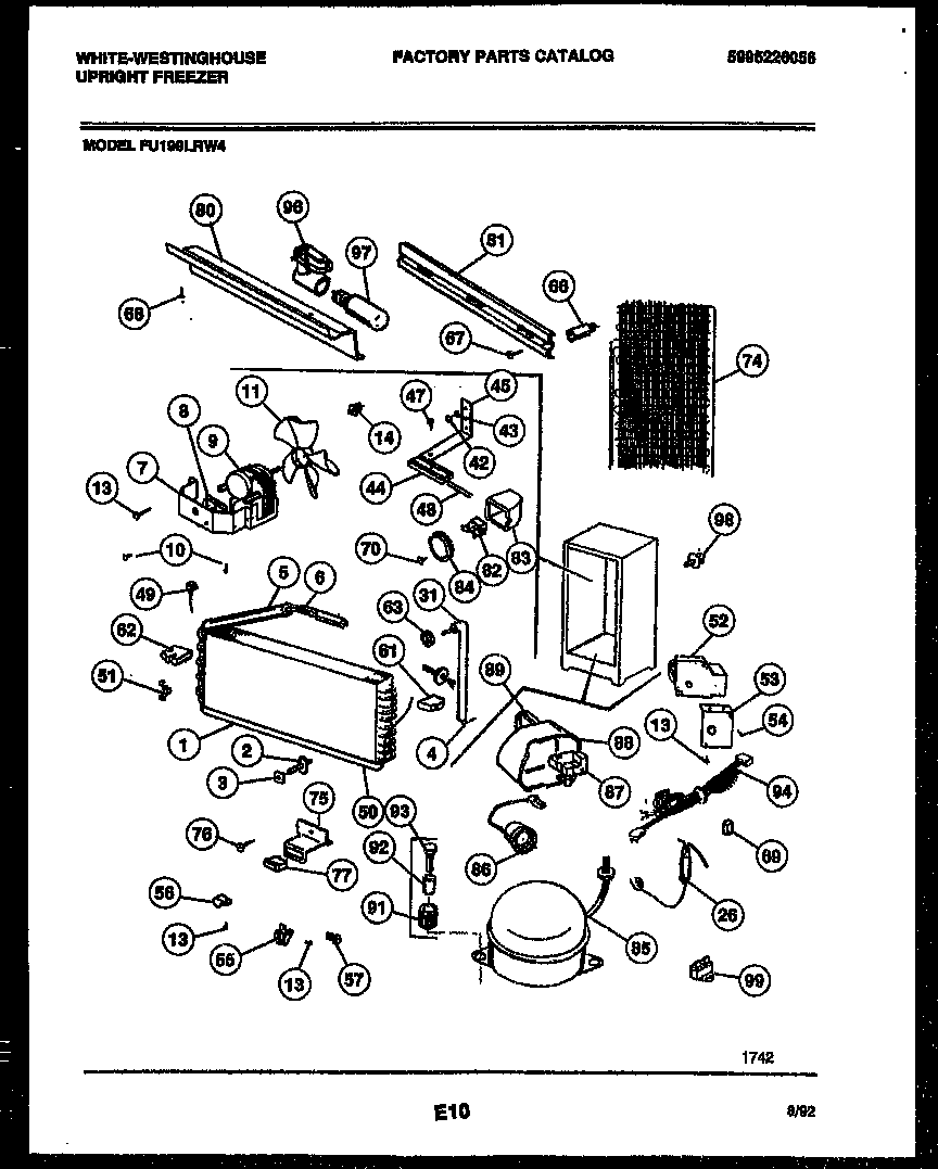 White-Westinghouse FU199LRW4 system and electrical parts diagram