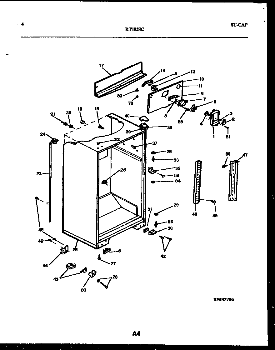 White-Westinghouse RT195SLW0 cabinet parts diagram