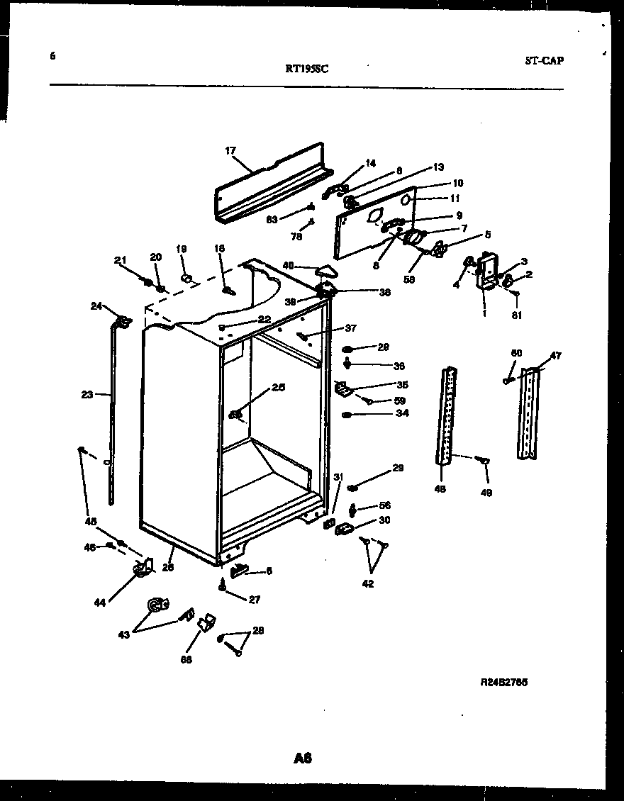 White-Westinghouse RT195SLW0 cabinet parts diagram