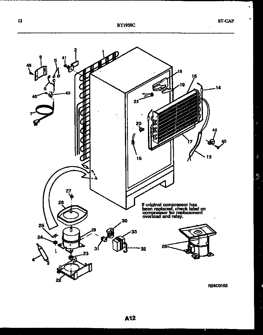 White-Westinghouse RT195SLW0 system and automatic defrost parts diagram