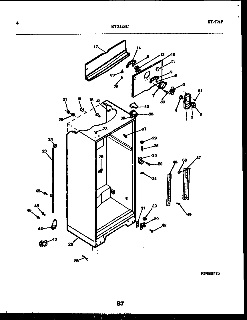 White-Westinghouse RT215SCD0 cabinet parts diagram
