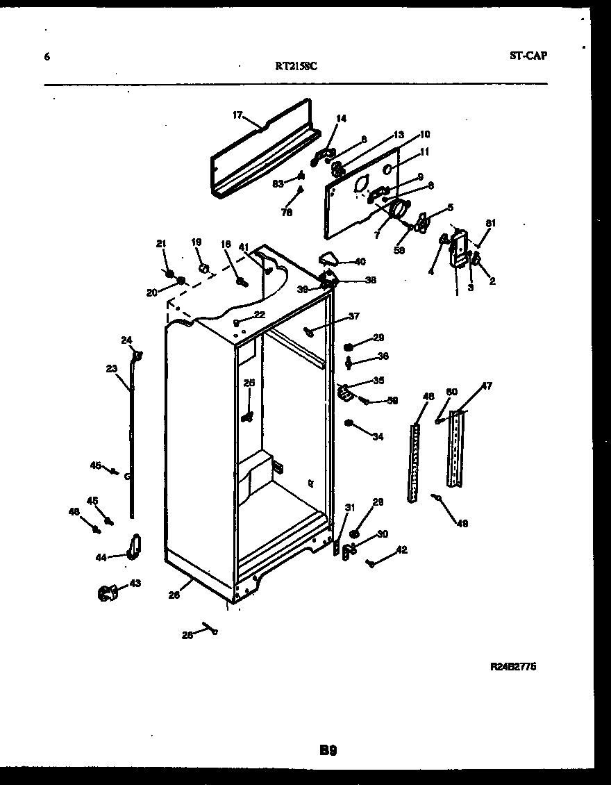 White-Westinghouse RT215SCD0 cabinet parts diagram