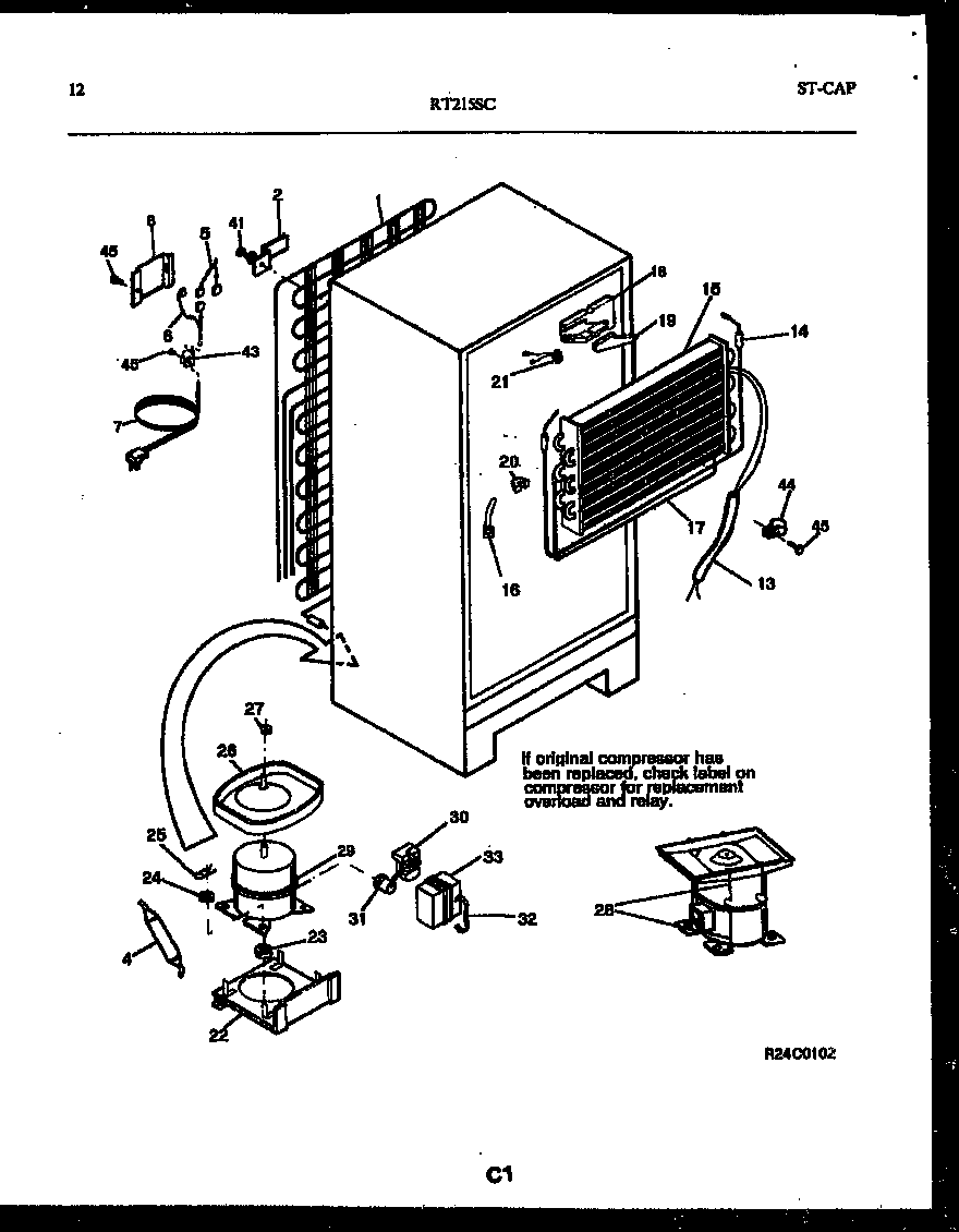 White-Westinghouse RT215SCD0 system and automatic defrost parts diagram