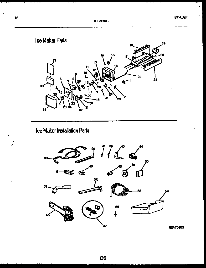 White-Westinghouse RT216SCD0 ice maker parts/installation diagram