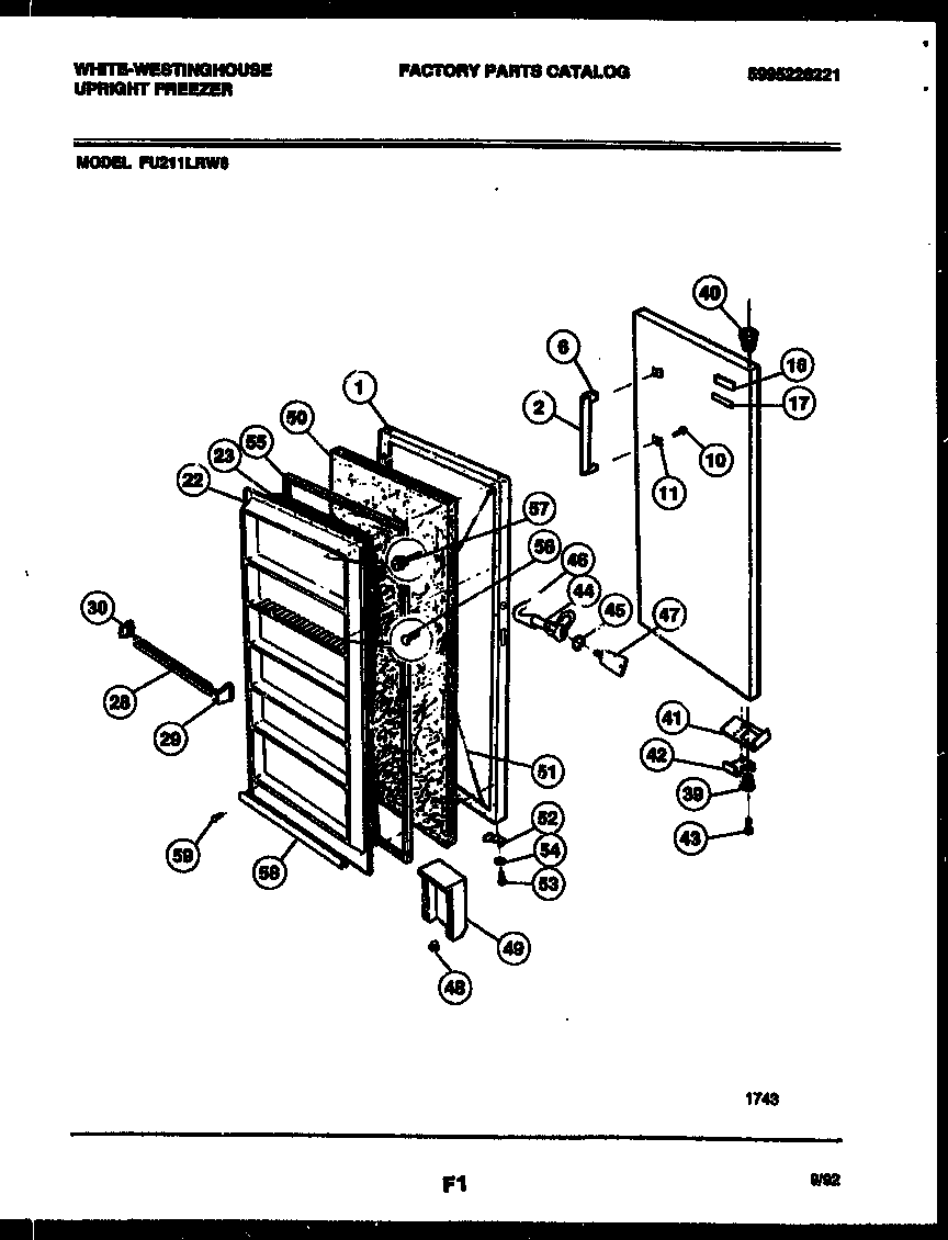 White-Westinghouse RT216SCD0 door assembly diagram