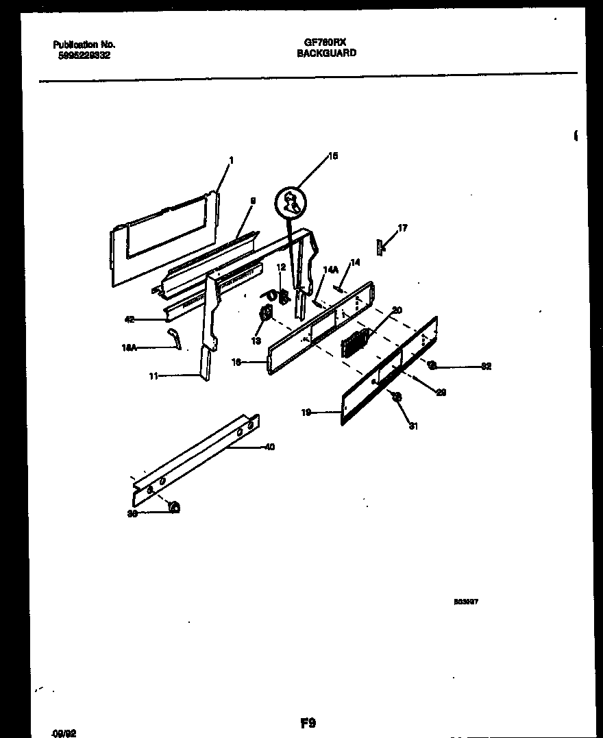 White-Westinghouse GF760RXW1 backguard diagram