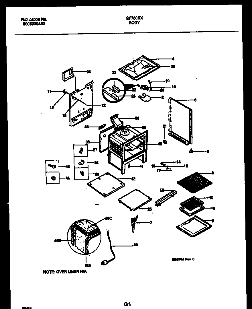 White-Westinghouse GF760RXW1 body parts diagram