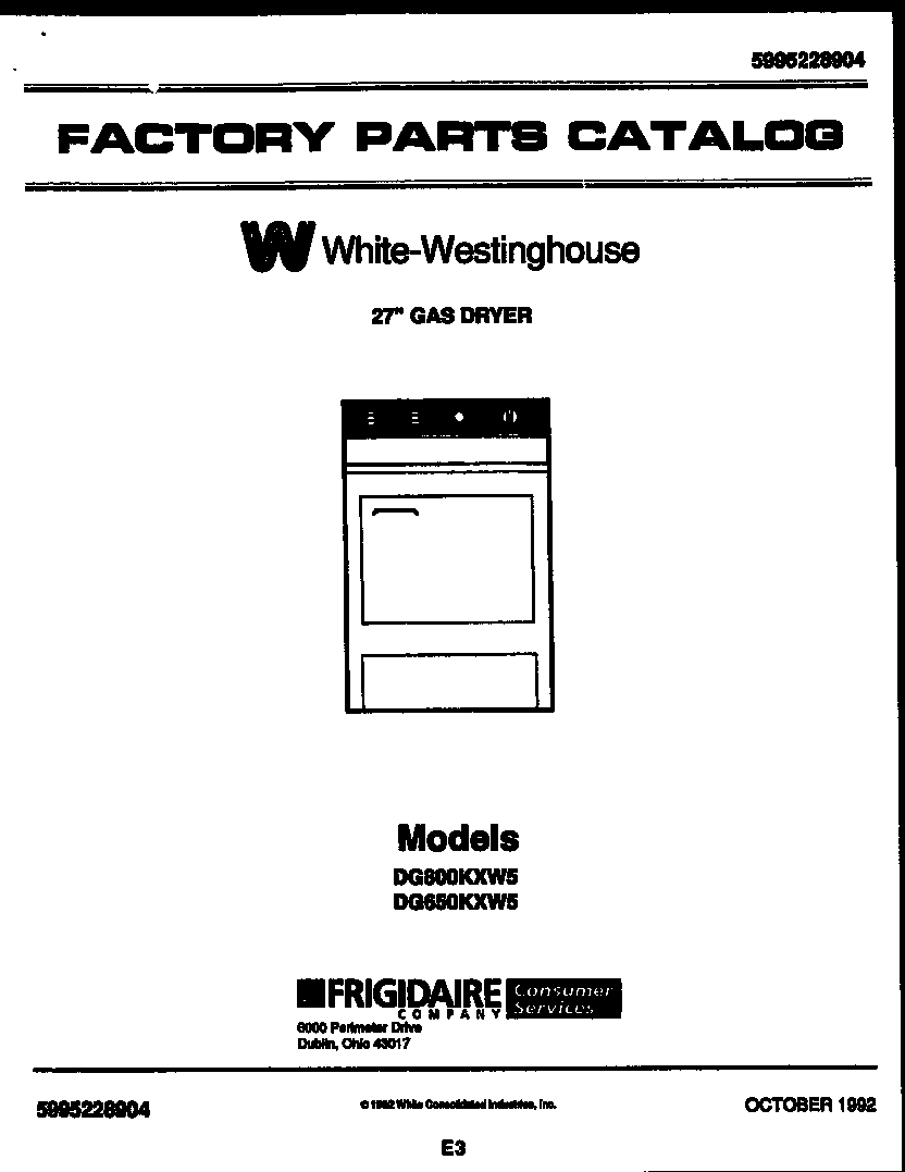 White-Westinghouse DG800KXW5 null diagram