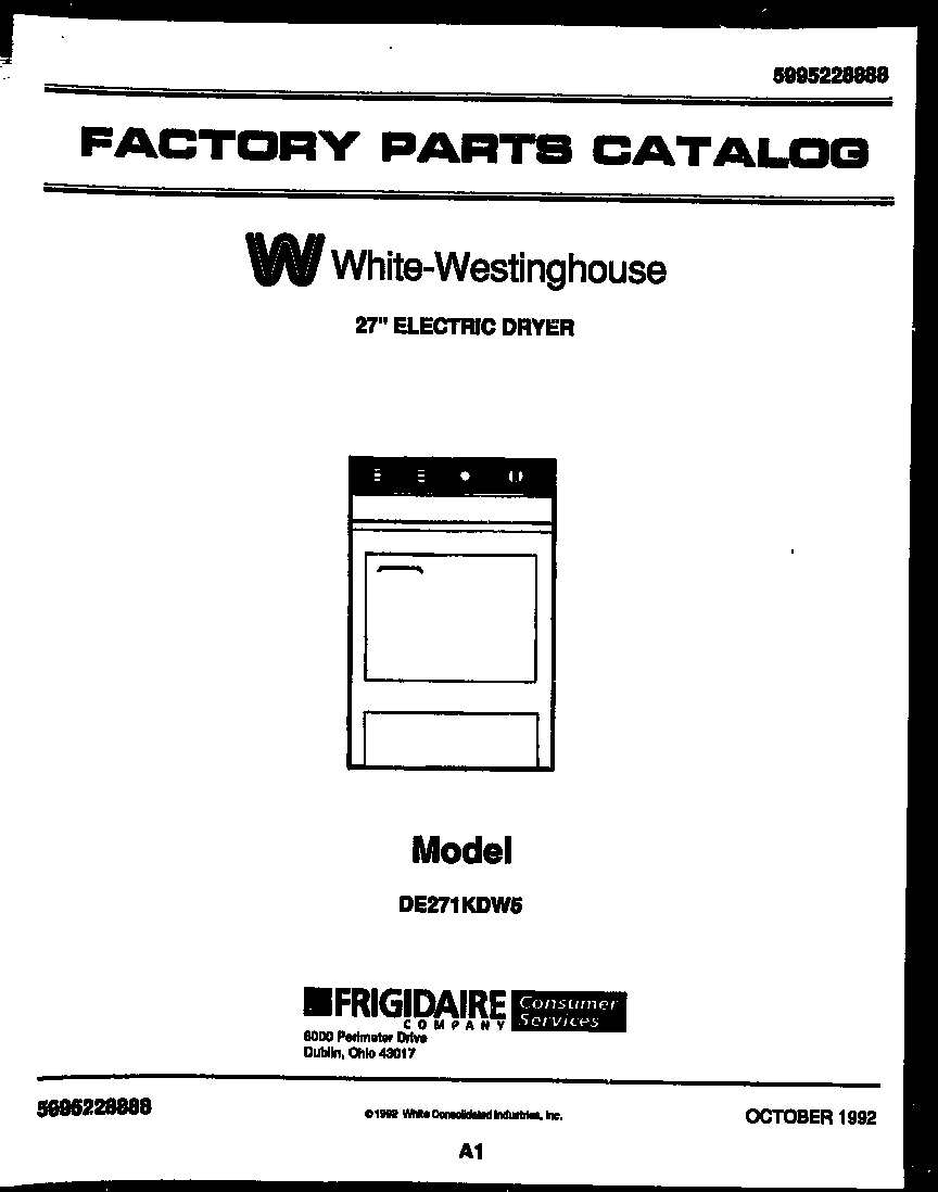 White-Westinghouse DE271KDW5 null diagram