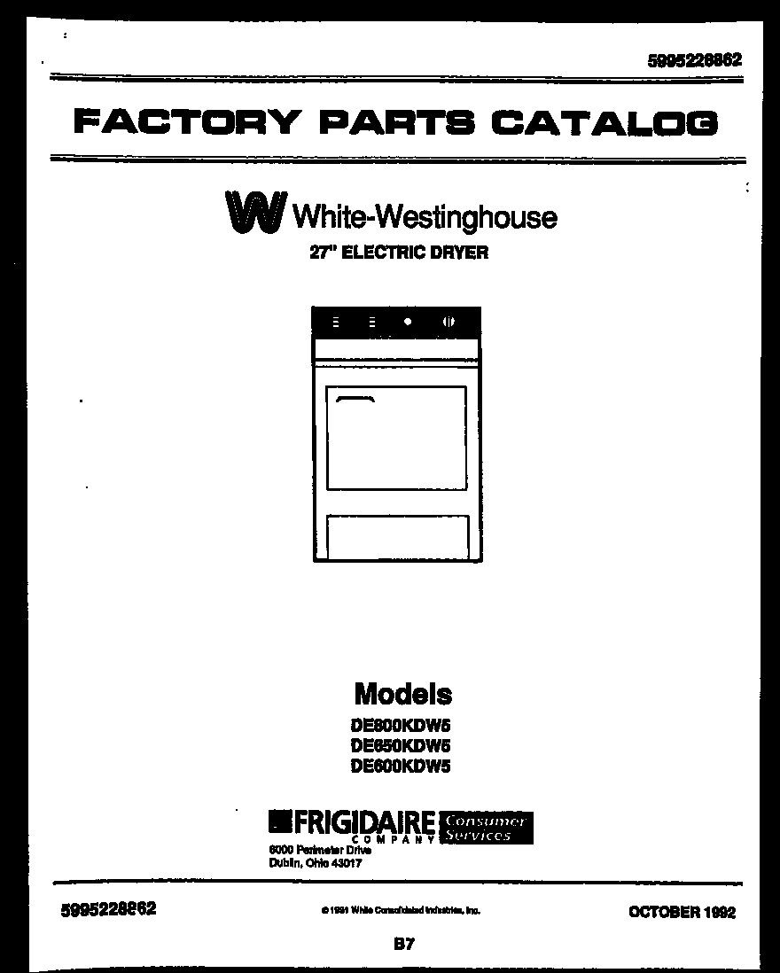 White-Westinghouse DE600KDD5 null diagram