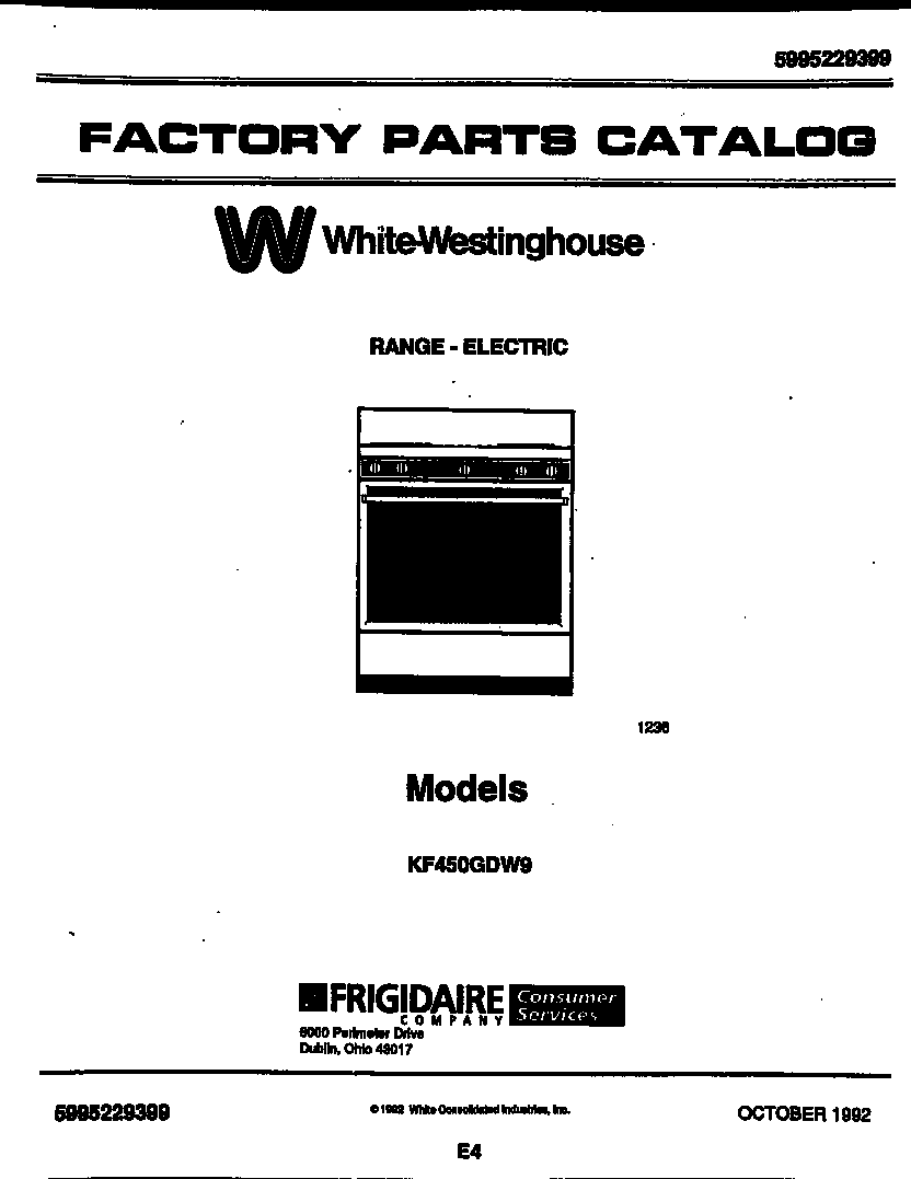 White-Westinghouse KF450GDH9 cover diagram