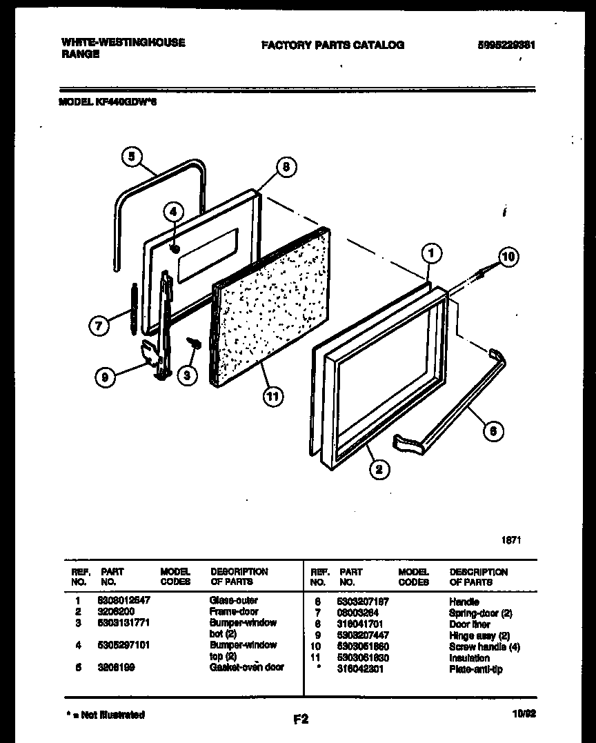 White-Westinghouse KF440GDH6 door parts diagram
