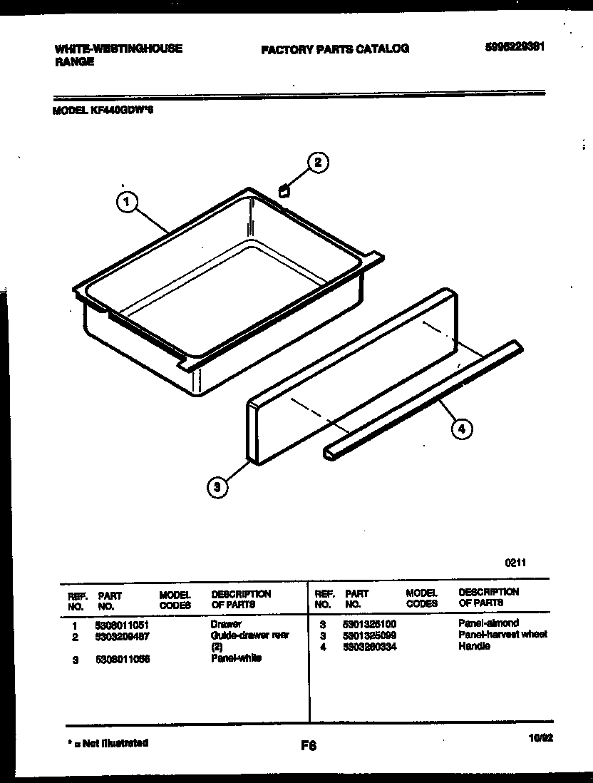 White-Westinghouse KF440GDH6 drawer parts diagram