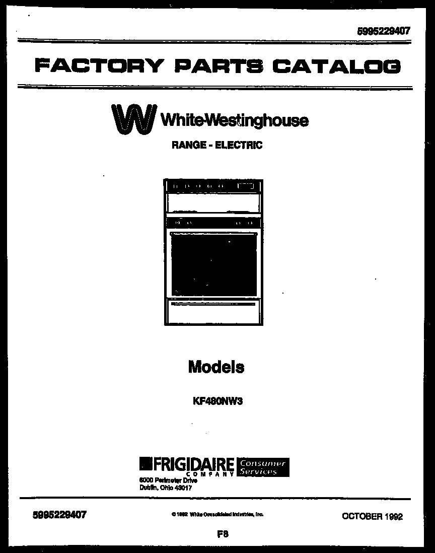 White-Westinghouse KF480NW3 cover diagram
