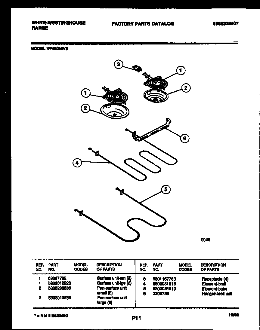 White-Westinghouse KF480NW3 broiler parts diagram