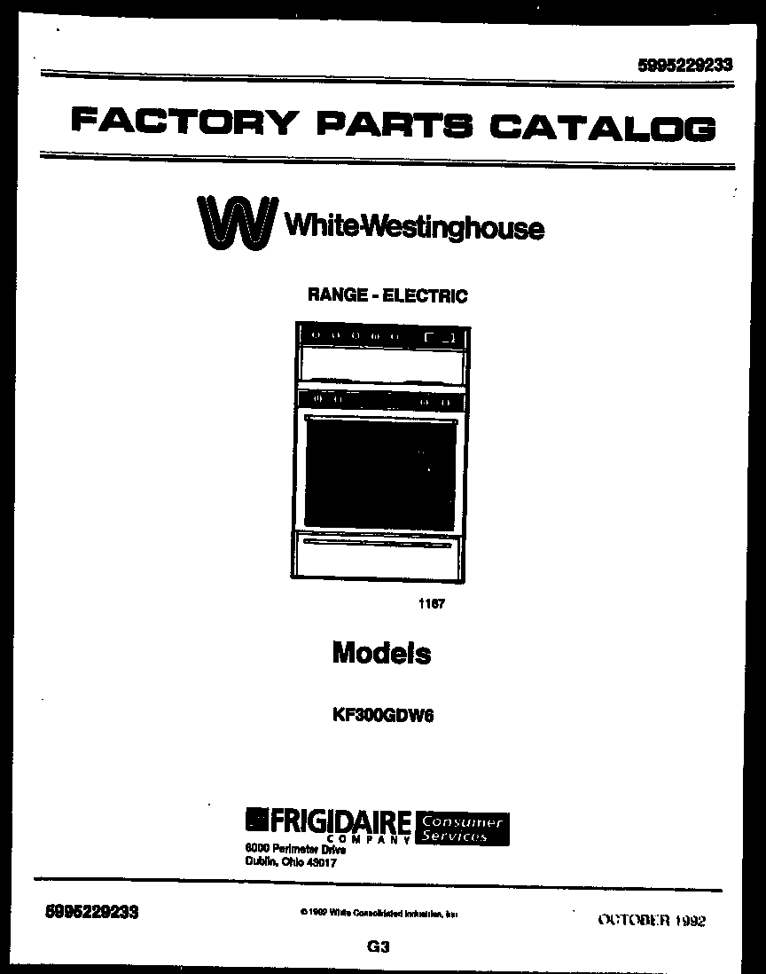 White-Westinghouse KF300GDW6 cover diagram
